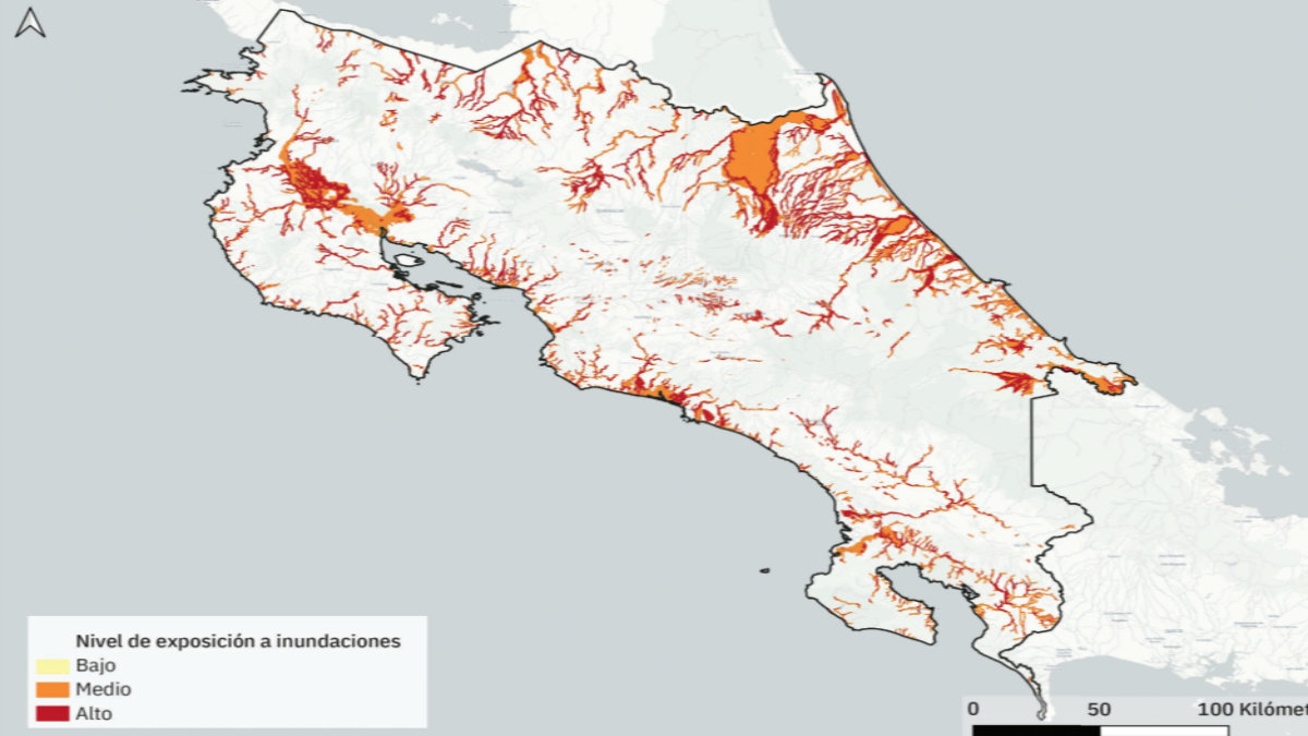 Mapa de vulnerabilidad a inundaciones. Imagen_ Estado de la Nación