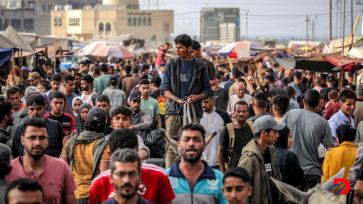 Así luce uno de los campos de refugiados en Rafah, al sur de Gaza. Foto: AFP.