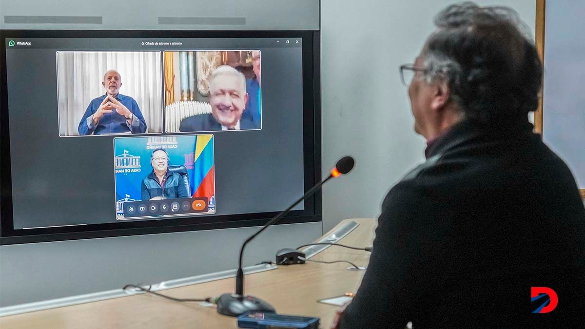 El presidente de Colombia, Gustavo Petro, conversó con sus colegas Luis Inacio Lula da Silva, de Brasil, y Andrés Manuel López Obrador, de México. Foto: Juan Diego Cano / Presidencia de Colombia / AFP.