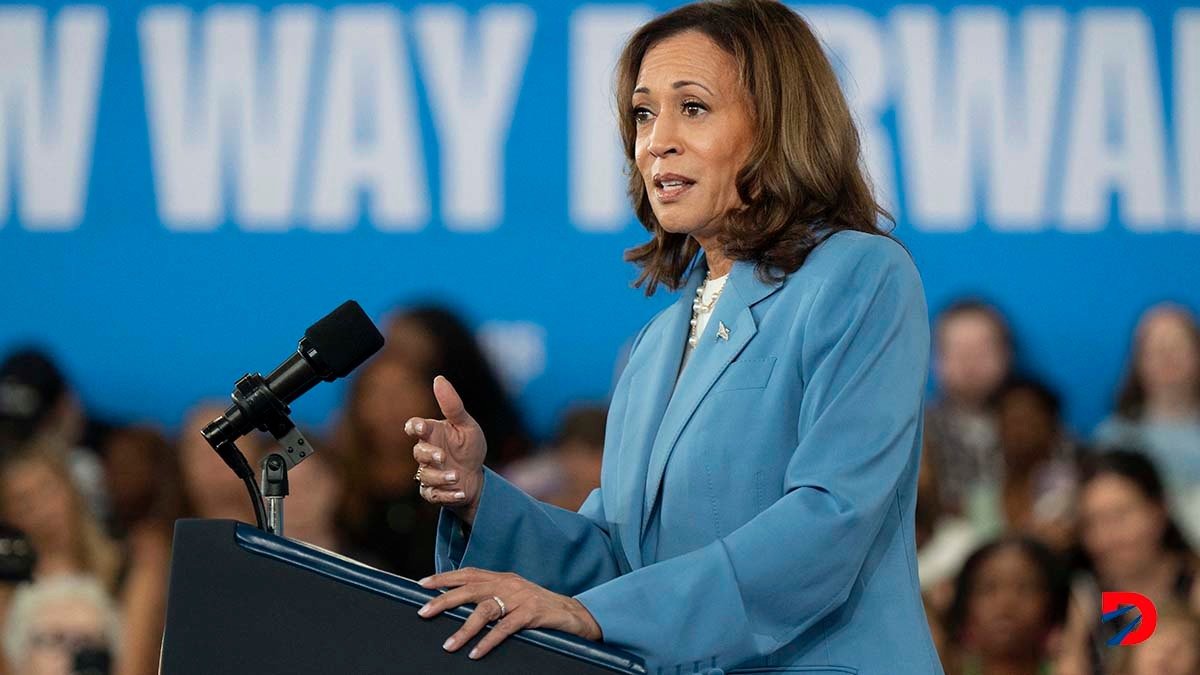 La vicepresidenta de Estados Unidos, Kamala Harris, presentó su programa económico, en el marco de la campaña electoral en ese país. Foto: Allison Joyce / AFP.