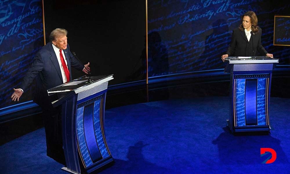 Donald Trump y Kamala Harris durante el debate presidencial del martes por la noche. Foto: Saul Loeb / AFP.